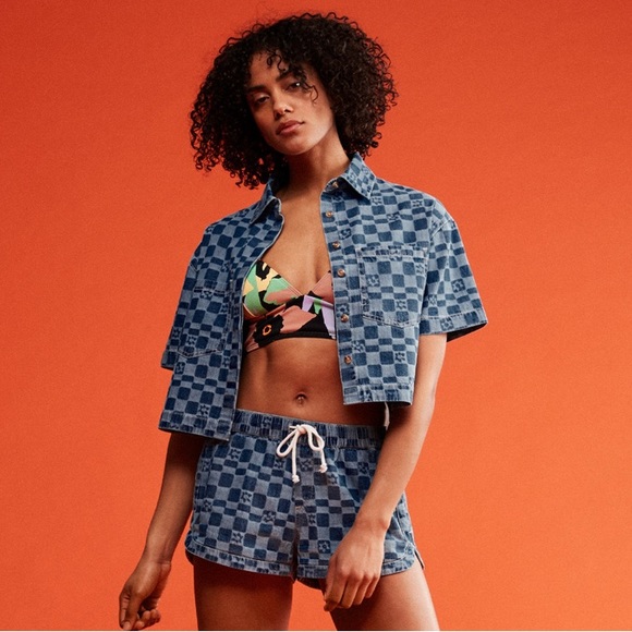 NWT Roxy Blue Wave Club Denim Shirt - Picture 3 of 16